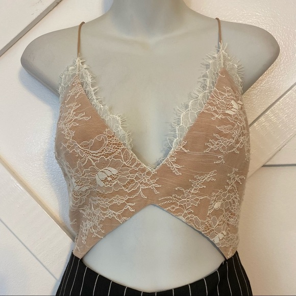 Vatanika Floral Lace Cutout V-Neck Wide-Leg Pin Stripe Contrast Jumpsuit Sz 4 - Picture 2 of 9